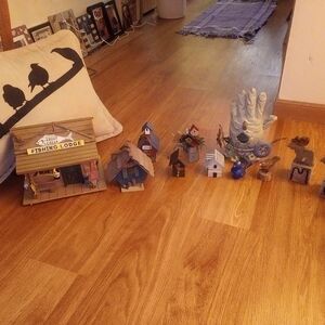 Rustic Miniature Bird Nest and Moose Decor Set